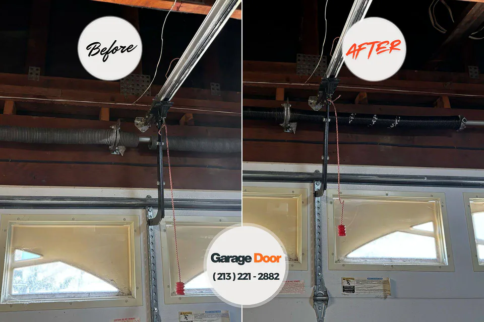 Before and after: garage door repair Plainedge, NY
